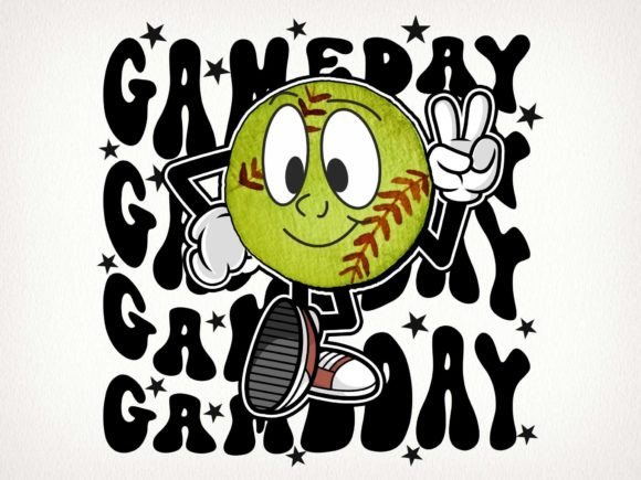 Game Day Softball Retro Sublimation Graphics for Crafts & Digital Selling