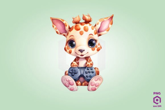 Giraffe Playing Video Game: A Playful Graphic for Modern Branding and Content Marketing