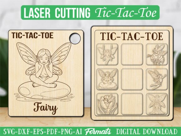Magical Fairy Tic Tac Toe Puzzle Game: Cute Laser Graphics for Crafty Business Creations