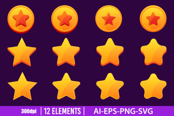 Mobile Game Golden Stars Clipart Set Review